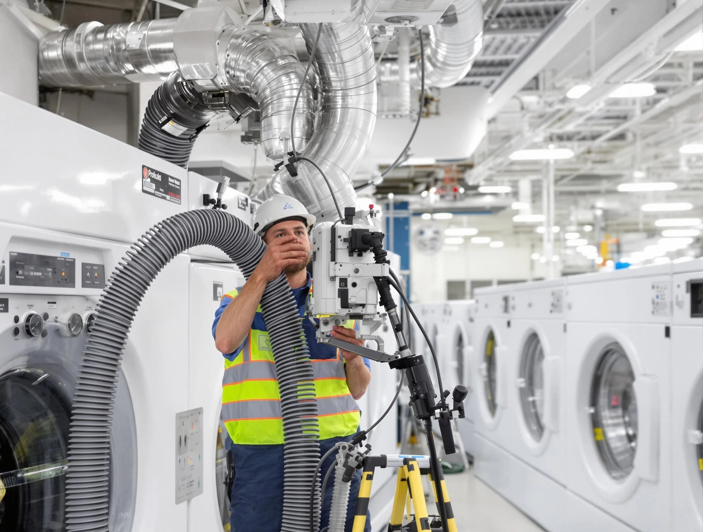 Grayson Dryer Vent Cleaning team performing commercial-grade dryer vent cleaning at a business facility in Grayson