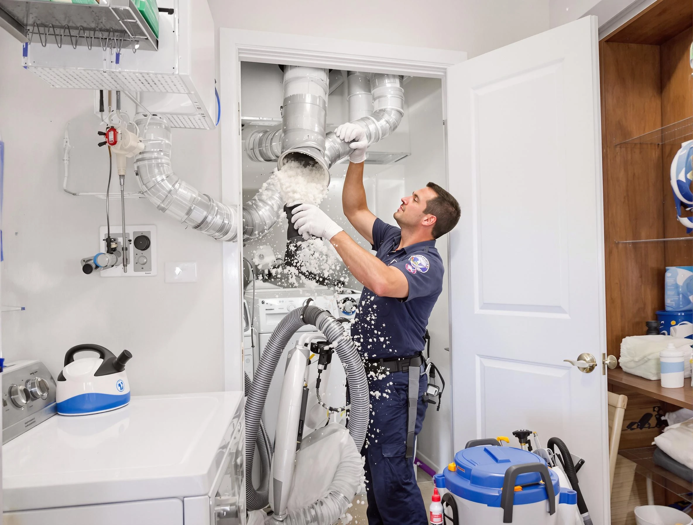 Grayson Dryer Vent Cleaning technician delivering thorough residential dryer vent cleaning service in Grayson